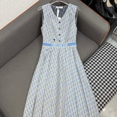 DIO SLEEVELESS V NECK DRESS 25 IN JACQUARD 266684